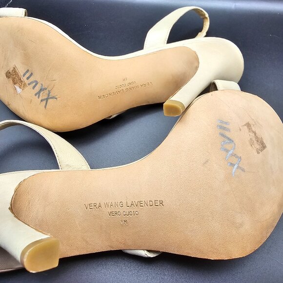 Vera Wang Lavender Cream Embellished Slingback Heels – Size 8 - Picture 10 of 10